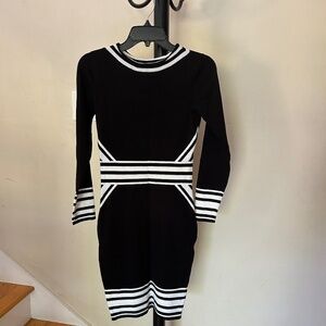 Stylish Fitted Long Sleeve Stretchy Knit Sweater Dress